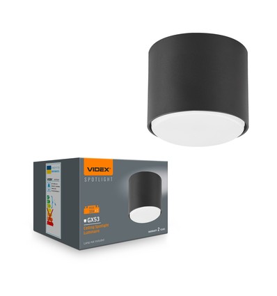 GX53 plafondspot - Zwart, 8x8x6cm, zonder lichtbron, IP20 binnenshuis