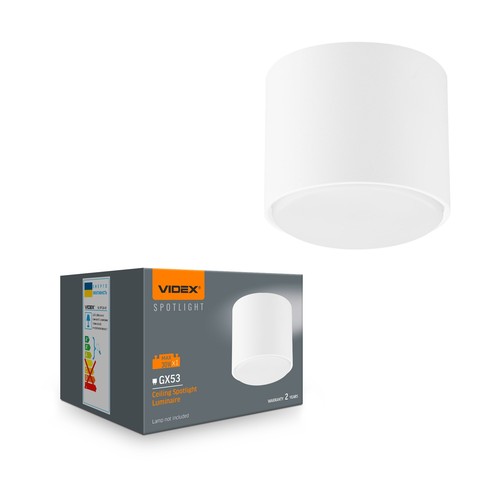 GX53 plafondspot - Wit, rond, aluminium, IP20 binnenshuis, zonder lichtbron