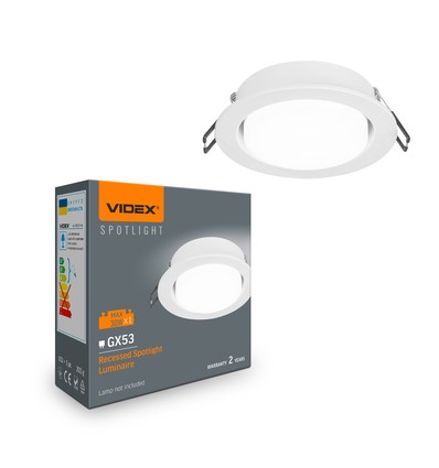 GX53 inbouwspot - Wit, aluminium, Ø10,8cm, IP20, zonder lichtbron