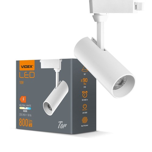 10W witte railspot - 800lm, 36 graden, 4000K, IP20 binnenshuis