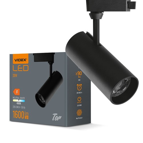 Tor railspot RA90 - 20W, zwart, 1-fase, 1F2W