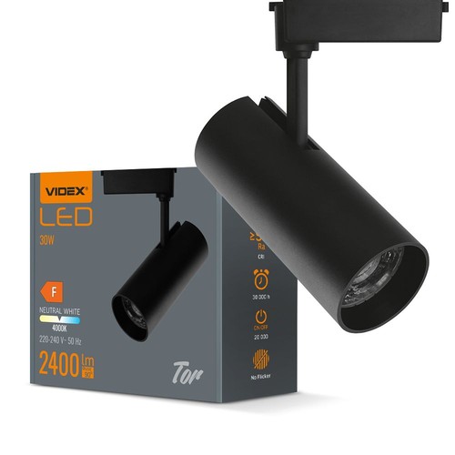30W 1-fase RA90 Tor spanningsrail spot - Zwart, 1F2W