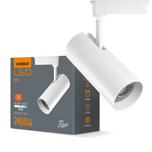 30W 1-fase RA90 Tor spanningsrailspot - Wit, 1F2W