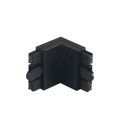 L-vormige magnetische railverbinder, zwart - 30x30x24 mm, IP22 binnen, 3 jaar garantie