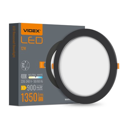 12W zwart LED inbouwpaneel - 1350lm, 4000K, Gat: Ø15 cm, 120 graden stralingshoek