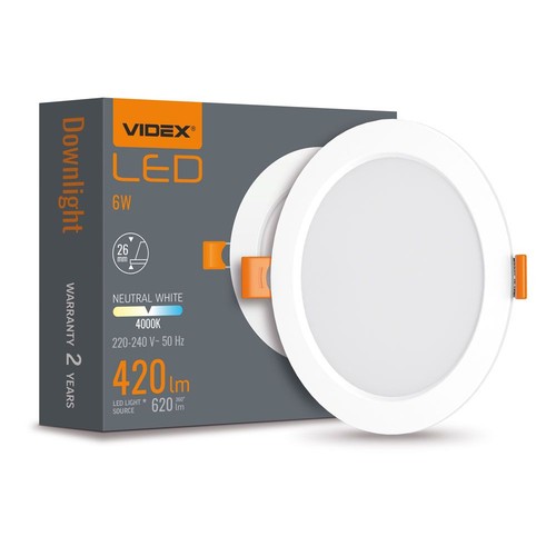 6W LED inbouwpanel - 4000K, 120°, Gat: Ø9,5-10 cm, Afm: 11,8 x 11,8 cm