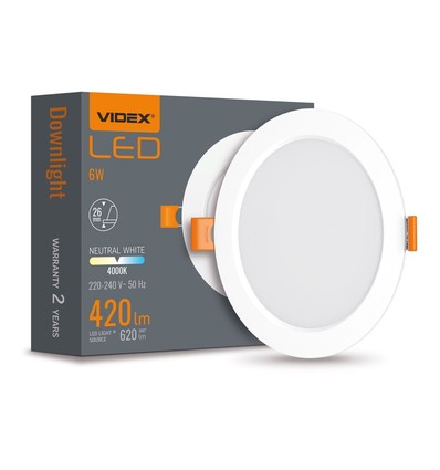 6W LED inbouwpanel - 4000K, 120°, Gat: Ø9,5-10 cm, Afm: 11,8 x 11,8 cm