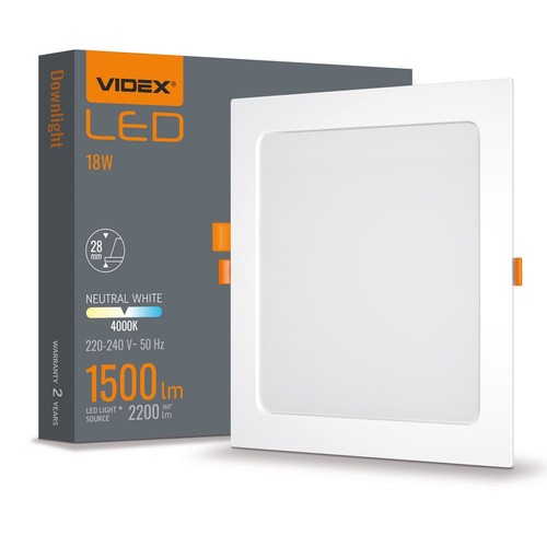 18W Vierkant frameloos LED paneel - 122lm/W, 4000K, 224x224mm, witte rand, flicker free