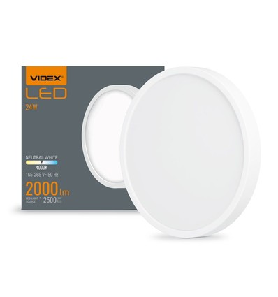 20W Ø26,4cm LED plafondlamp - 2000lm, 4000K, witte rand, 170 graden, IP20 binnen