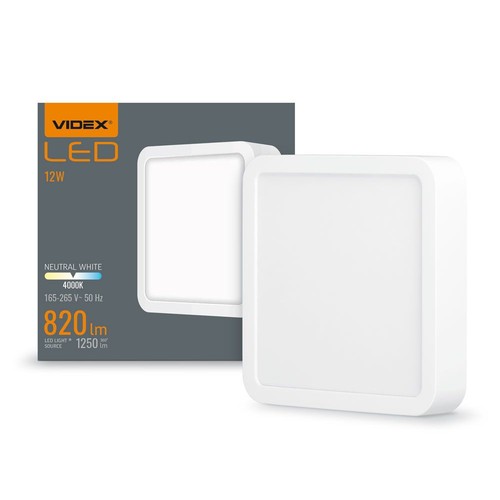 12W vierkant LED opbouwpaneel - 820lm, 4000K, witte rand, 14,2 x 14,2 cm