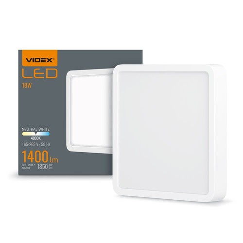 18W LED opbouwpaneel - 1400lm, 4000K, wit, 19,2 x 19,2 cm, IP20 binnen