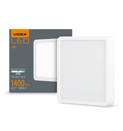 18W LED opbouwpaneel - 1400lm, 4000K, wit, 19,2 x 19,2 cm, IP20 binnen