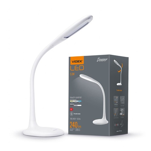 5,5W LED dimbare bureaulamp - Touch bediening, 4000K, flicker free, wit