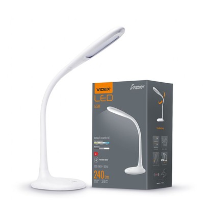 5,5W LED dimbare bureaulamp - Touch bediening, 4000K, flicker free, wit