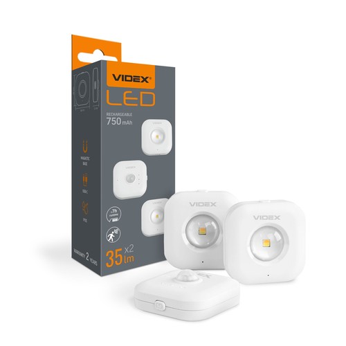 2 st. oplaadbare LED nachtlampjes met sensor, 0,5W - PIR bewegingssensor, 3 lichtkleuren, USB-C, magnetische montage, binnen