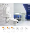 Infrarood PIR bewegingssensor, wit - 180° hoek, 1200W, IP44 buiten, instelbare tijd en lichtsterkte