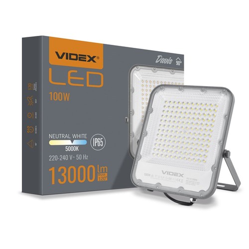 100W LED breedstraler - 150lm/W, IP65, Grijs, 5000K, buiten