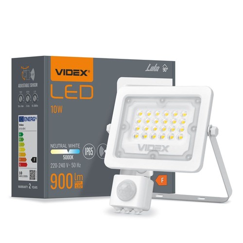 10W LED breedstraler met sensor - 100lm/W, IP65, 5000K, zwart