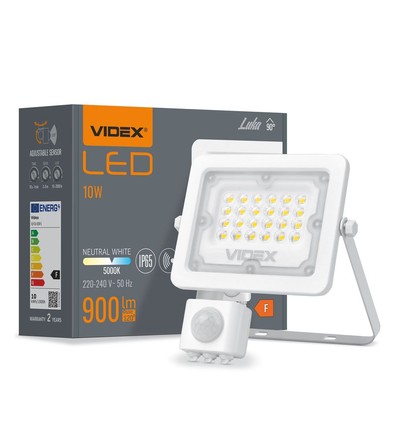 10W LED breedstraler met sensor - 100lm/W, IP65, 5000K, zwart