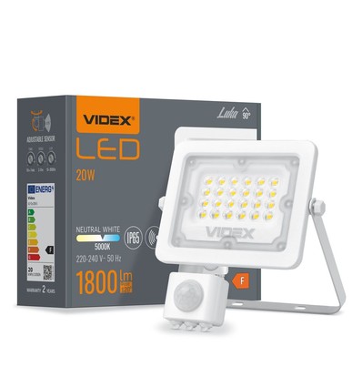 20W LED breedstraler met sensor - 6500lm, IP65, IK07, grijs, buiten