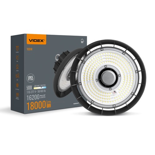 100W LED High Bay, 180lm/W - IP65, 5000K, 120 graden, zwart, industrielamp