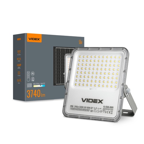 30W Solara LED breedstraler met zonnepaneel - 3740lm, IP65, 5000K, 96Wh batterij, aluminium, buiten