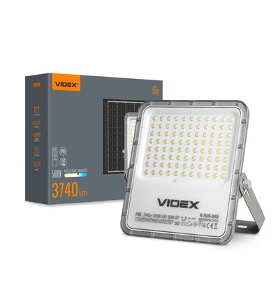 30W Solara LED breedstraler met zonnepaneel - 3740lm, IP65, 5000K, 96Wh batterij, aluminium, buiten