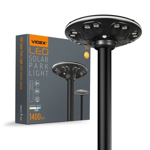 12W Solara LED parkverlichting met sensor - 1400lm, IP54, 360 graden, 3.2V, CCT, zwarte afwerking