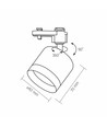 1-fase GX53 spanningsrail spot - Witte ring, zonder lichtbron, 1F2W, Zwart