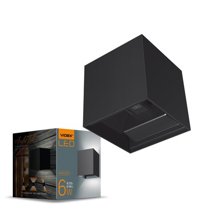 6W vierkante wandlamp met up/down licht - IP54, zwart, 2700K, verstelbare stralingshoek, incl. lichtbron