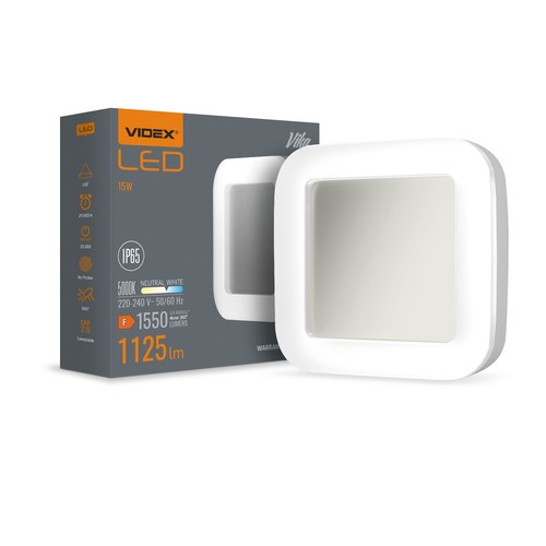 15W Vika LED bulkhead - IP65, 5000K, 190x190mm, wit, wand/plafondlamp