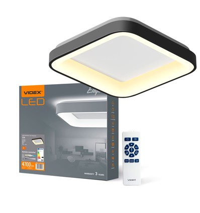 72W dimbare LED plafondlamp - 45x45cm, 2700-6000K, zwarte rand, incl. afstandsbediening, IP20 binnen