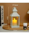 LED lantaarn met vlam-effect - Wit, vierkant, batterij, IP54 binnen/buiten