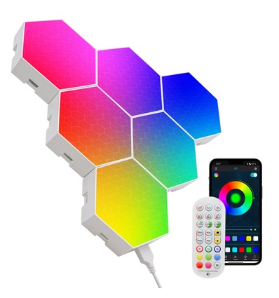 10 stuks RGBIC Hexagon Wandlampen - Set
