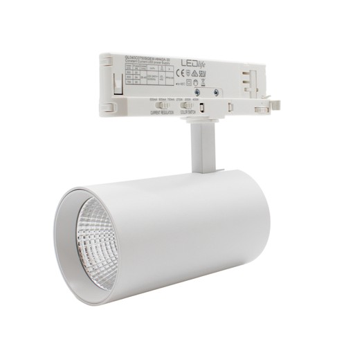 28W 3-fase RA90 CCT verstelbare spanningsrail spot - 110lm/w, wit, instelbare CCT + helderheid, 3200lm, flikkervrij