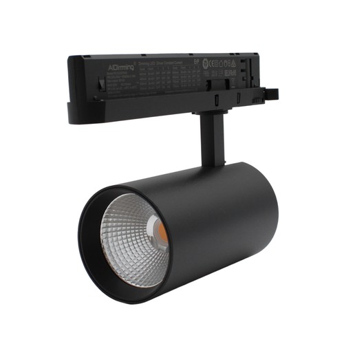 29W 3-fasen dimbare RA90 spanningsrailspot - 140 lm/W, 38 graden, zwart