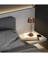 Oplaadbare LED tafellamp - Bruin, touch dimbaar, IP54