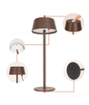 Oplaadbare LED tafellamp - Bruin, touch dimbaar, IP54