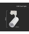 30W 3-fase CCT railspot, RA90 - 3-in-1 kleurwissel, wit, COB LED