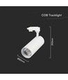 VT-47050 railspot 40W - COB LED, 3in1, wit huis, witte reflector, witte achterkap