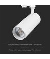 VT-47050 railspot 40W - COB LED, 3in1, wit huis, witte reflector, witte achterkap