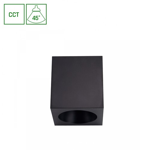 Chloe 7W vierkante opbouwspot - CCT, zwart, UGR19, 90x90mm, 230V, incl. lichtbron