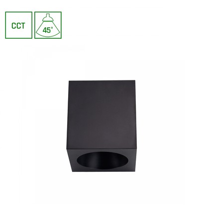 Chloe 7W vierkante opbouwspot - CCT, zwart, UGR19, 90x90mm, 230V, incl. lichtbron