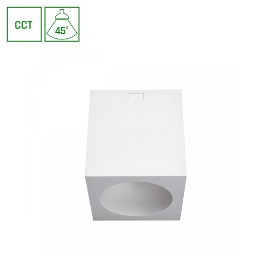 Chloe opbouw 7W - CCT, 230V, 45°, IP20, UGR19, Ø90x100mm, wit, vierkant