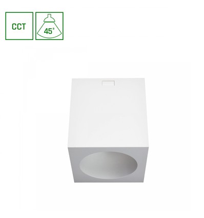 Chloe opbouw 7W - CCT, 230V, 45°, IP20, UGR19, Ø90x100mm, wit, vierkant
