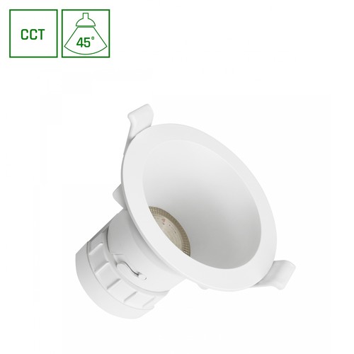 7W Ø9cm Fiale Core inbouwspot - CCT, wit, 45 graden, Gat: Ø7,5 cm, Afm: Ø9 cm