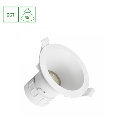 7W Ø9cm Fiale Core inbouwspot - CCT, wit, 45 graden, Gat: Ø7,5 cm, Afm: Ø9 cm