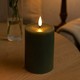 LED kaars 10cm, smelt-look, vlam-effect - Ø7,5cm, groen