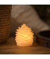 LED Dennenappelkaars, knipperend vlam effect, wit - Hoogte 8cm, Ø6cm, echte was