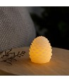 LED Dennenappelkaars, knipperend vlam effect, wit - Hoogte 8cm, Ø6cm, echte was